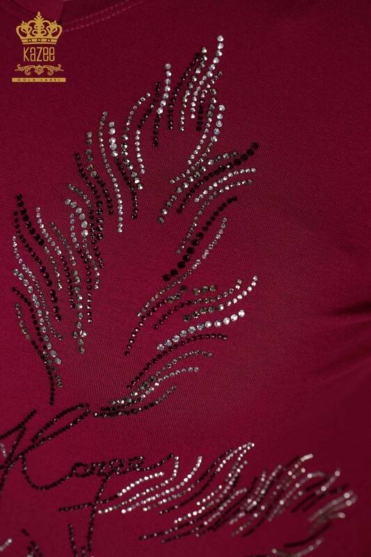 Hurtownia bluzek damskich w liście w kolorze liliowym - 77970 | KAZEE