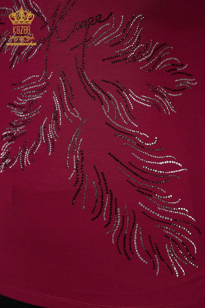 Hurtownia bluzek damskich w liście w kolorze liliowym - 77970 | KAZEE - 4