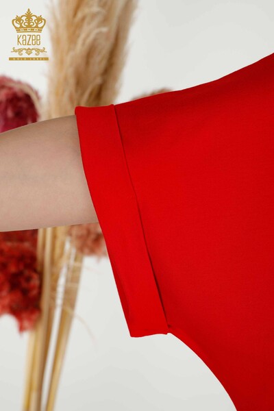 Hurtownia bluzek damskich w liście w kolorze czerwonym - 79322 | KAZEE - Thumbnail