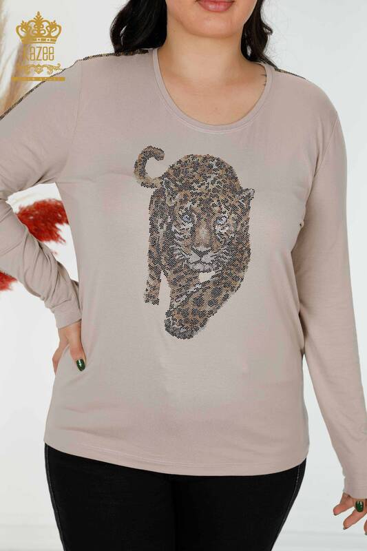 Hurtownia bluzek damskich z norek w tygrysi wzór - 79050 | KAZEE