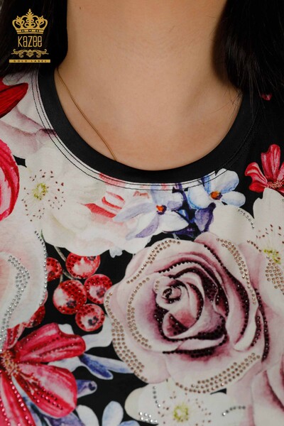 Hurtownia bluzek damskich z nadrukiem cyfrowym we wzory - 79202 | KAZEE - Thumbnail