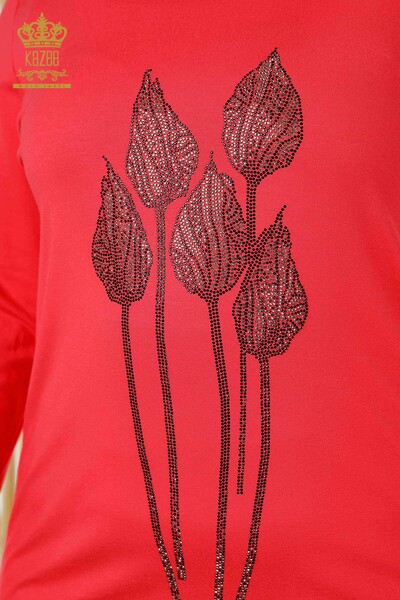 Hurtownia bluzek damskich z haftowanym kamieniem i kwiatem granatu - 79041 | KAZEE - Thumbnail