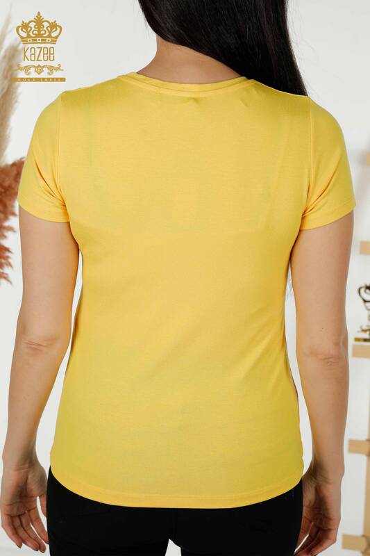 Hurtownia bluzek damskich z krótkim rękawem Basic Yellow - 79287 | KAZEE
