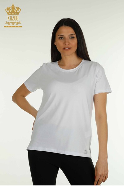 Hurtownia bluzek damskich - Z krótkim rękawem - biała - 79563 | KAZEE - Thumbnail