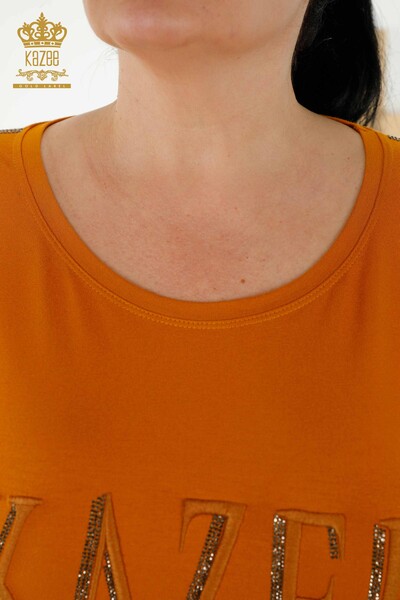 Hurtownia bluzek damskich z krótkim rękawem brązowa - 78804 | KAZEE - Thumbnail