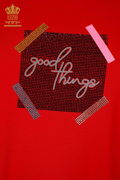 Hurtownia bluzek damskich z krótkim rękawem czerwona - 79323 | KAZEE - Thumbnail