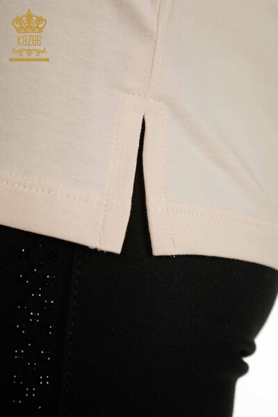 Hurtownia bluzek damskich - Z krótkim rękawem - jasny puder - 79563 | KAZEE - Thumbnail