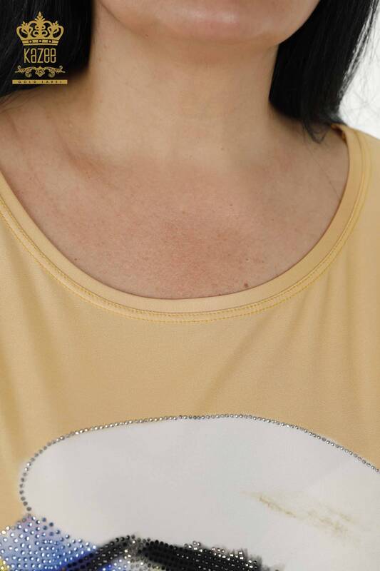 Hurtownia bluzek damskich z nadrukiem cyfrowym Szafran - 77755 | KAZEE