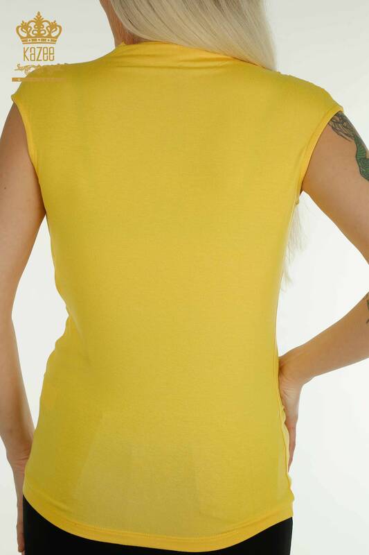 Hurtownia bluzek damskich Zero rękawów żółta - 79312 | KAZEE
