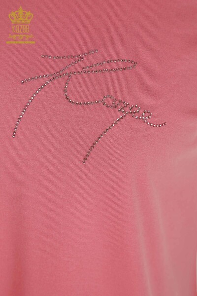 Hurtownia bluzek damskich - Szczegółowe guziki - różowe - 79297 | KAZEE - Thumbnail