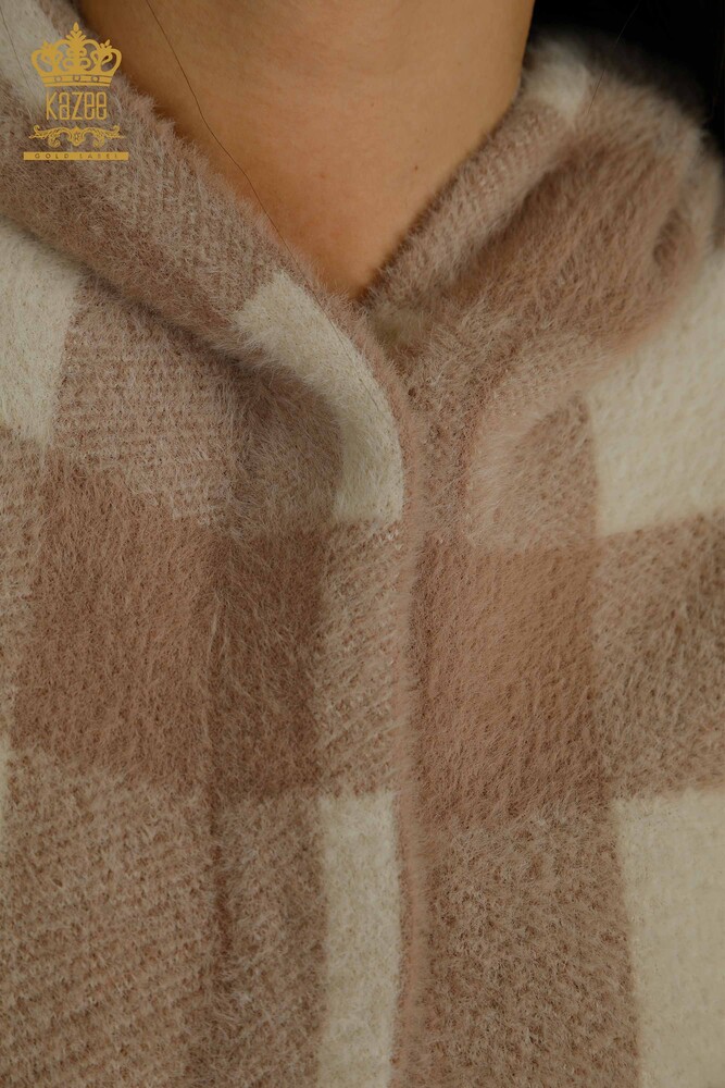 Hurtownia długiego kardiganu damskiego w kratkę Angora Mink - 30208 | KAZEE - 3