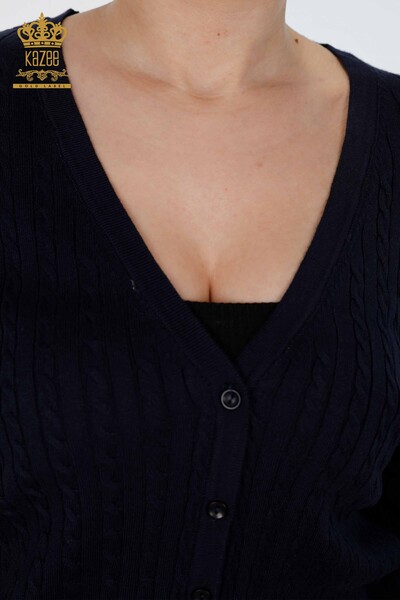 Hurtownia damskiego swetra rozpinanego na guziki Szczegółowa długa wiskoza - 15661 | KAZEE - Thumbnail