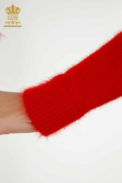 Hurtownia swetrów damskich z dzianiny - haftowany kamieniami - Angora - czerwony - 18894 | KAZEE - Thumbnail