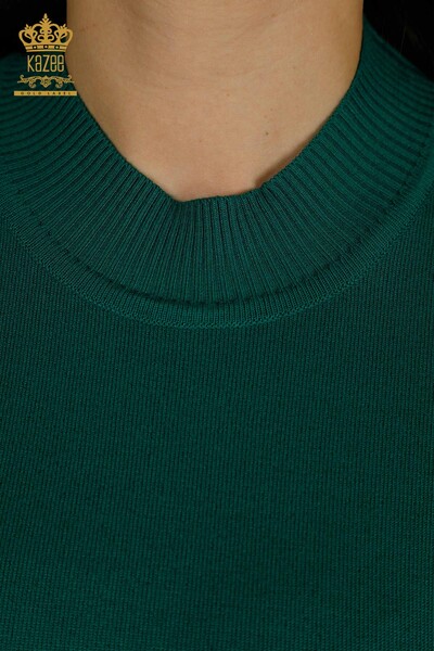 Hurtownia swetrów damskich z dzianiny - Haftowany kamieniami - zielony - 30674 | KAZEE - Thumbnail