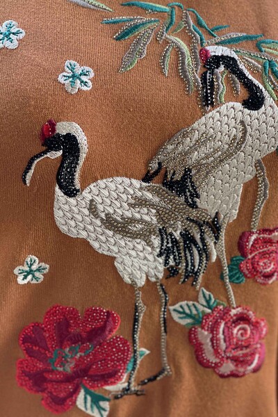 Hurtownia swetrów damskich z dzianiny w kwiatowe wzory z krótkim rękawem - 16600 | KAZEE - Thumbnail