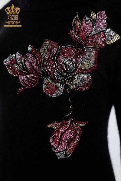 Hurtownia dzianinowa damska tunika z motywem kwiatowym i haftowanym kamieniem - 18887 | KAZEE - Thumbnail