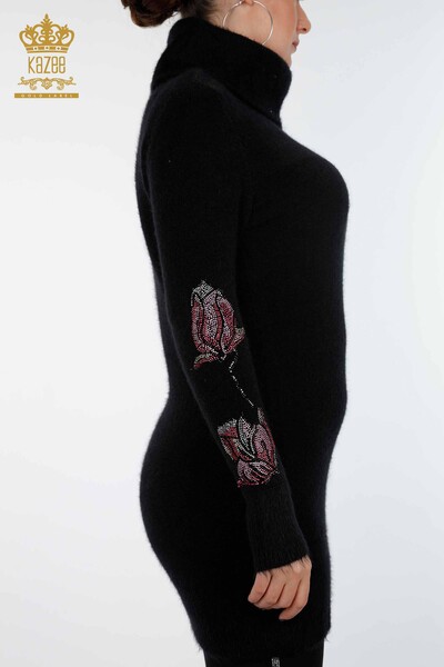 Hurtownia dzianinowa damska tunika z motywem kwiatowym i haftowanym kamieniem - 18887 | KAZEE - Thumbnail