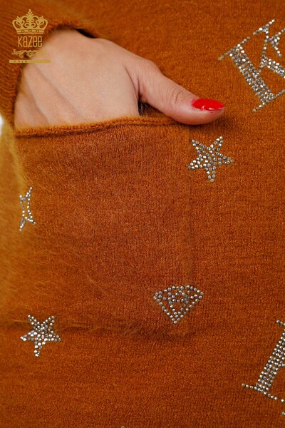 Hurtownia dzianinowa damska tunika wzorzysta z dwiema kieszeniami szczegółowa Angora - 18895 | KAZEE - 4