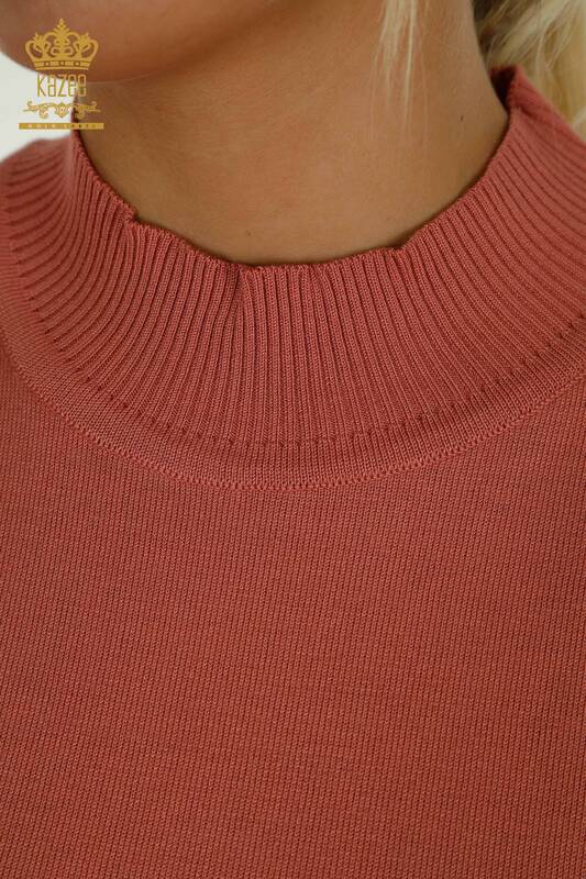 Hurtownia swetrów damskich z dzianiny - model amerykański - brudny róż - 14541 | KAZEE
