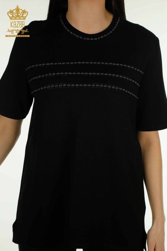Hurtownia swetrów damskich z dzianiny - Amerykański model - czarny - 30352 | KAZEE