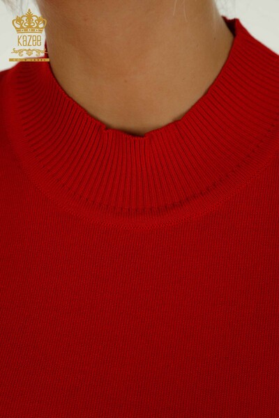 Hurtownia swetrów damskich z dzianiny - Model Amerykański - Czerwony - 14541 | KAZEE - Thumbnail