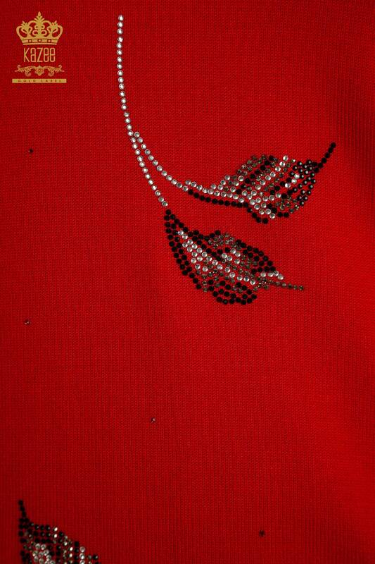 Hurtownia swetrów damskich z dzianiny - model amerykański - czerwony - 30649 | KAZEE