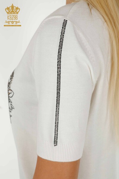 Hurtownia swetrów damskich z dzianiny - Amerykański model - ecru - 30534 | KAZEE - Thumbnail