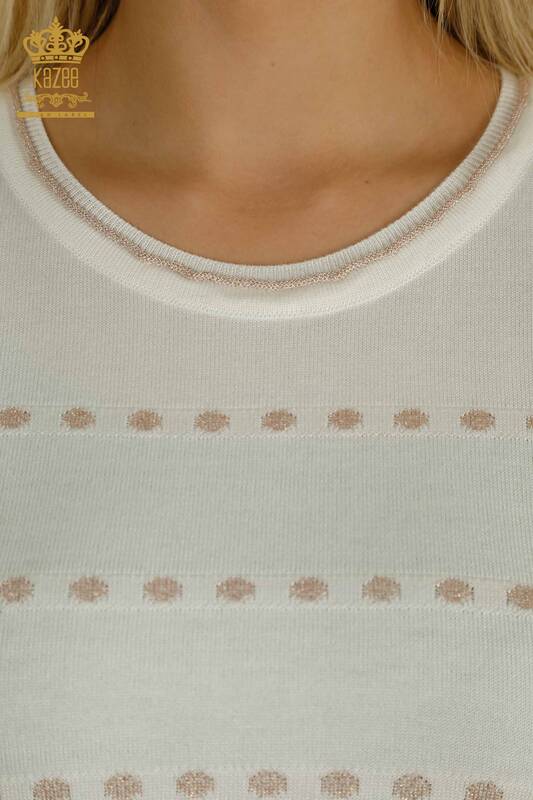 Hurtownia swetrów damskich z dzianiny - model amerykański - ecru - 30794 | KAZEE