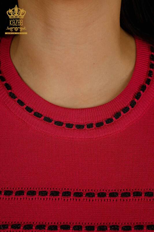 Hurtownia swetrów damskich z dzianiny - Amerykański model - fuksja - 30352 | KAZEE