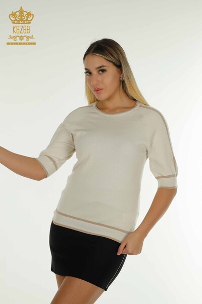 Hurtownia swetrów damskich z dzianiny - Model amerykański - kamień - 30790 | KAZEE - Thumbnail