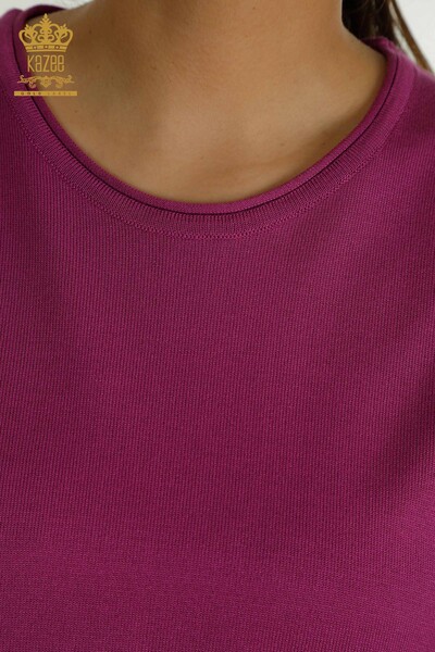 Hurtownia swetrów damskich z dzianiny - Model amerykański - liliowy - 15943 | KAZEE - Thumbnail