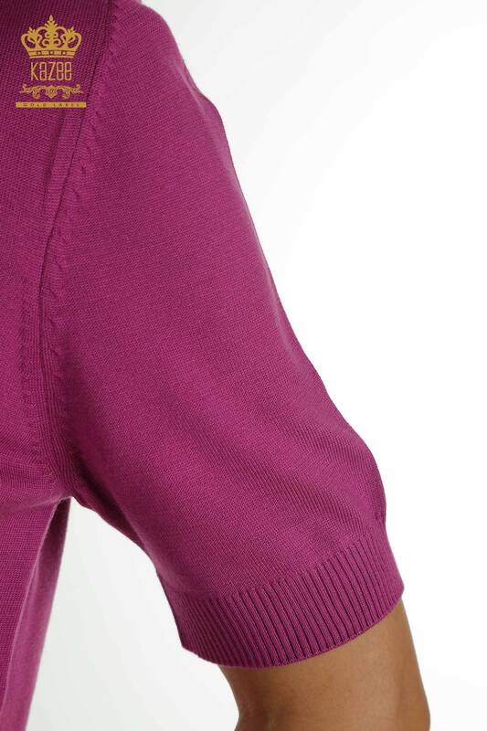 Hurtownia swetrów damskich z dzianiny - Model amerykański - liliowy - 15943 | KAZEE