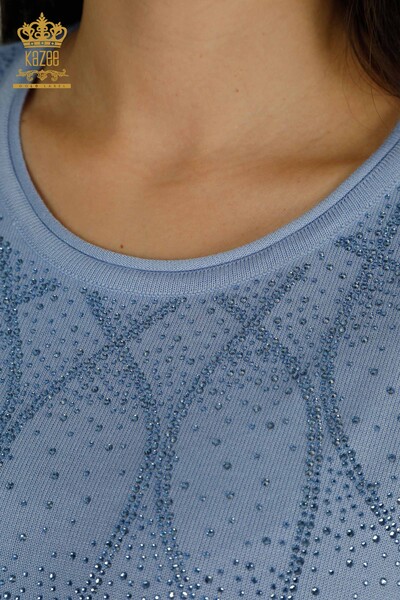 Hurtownia swetrów damskich z dzianiny - Amerykański model - niebieski - 30686 | KAZEE - Thumbnail