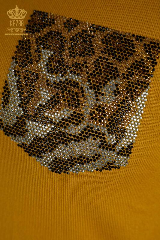 Hurtownia swetrów damskich z dzianiny - Amerykański model - szafran - 30753 | KAZEE