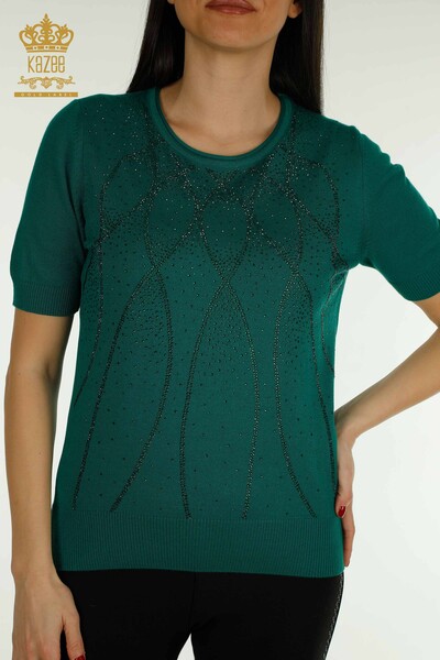 Hurtownia swetrów damskich z dzianiny - model amerykański - zielony - 30686 | KAZEE - Thumbnail