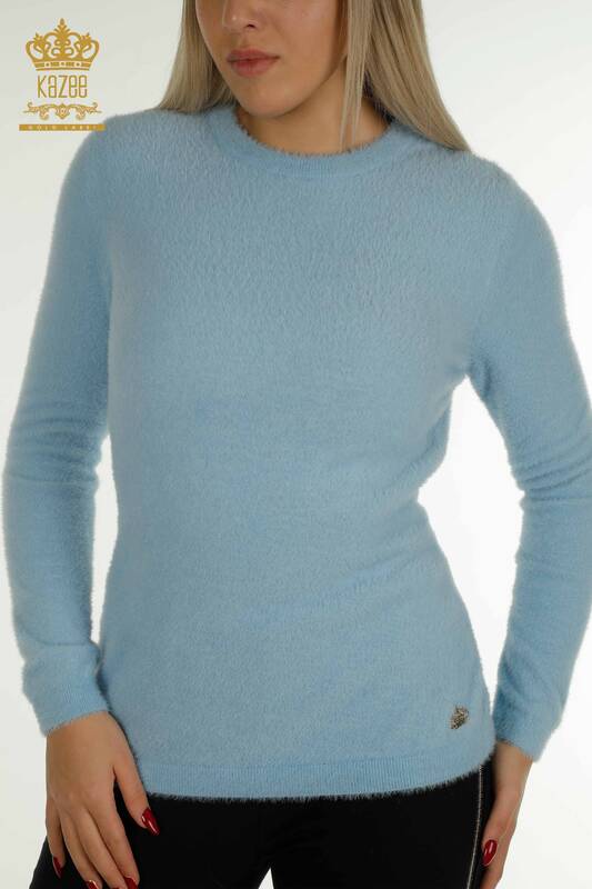 Hurtownia swetrów damskich z dzianiny - Angora - Basic - Niebieski - 30490 | KAZEE