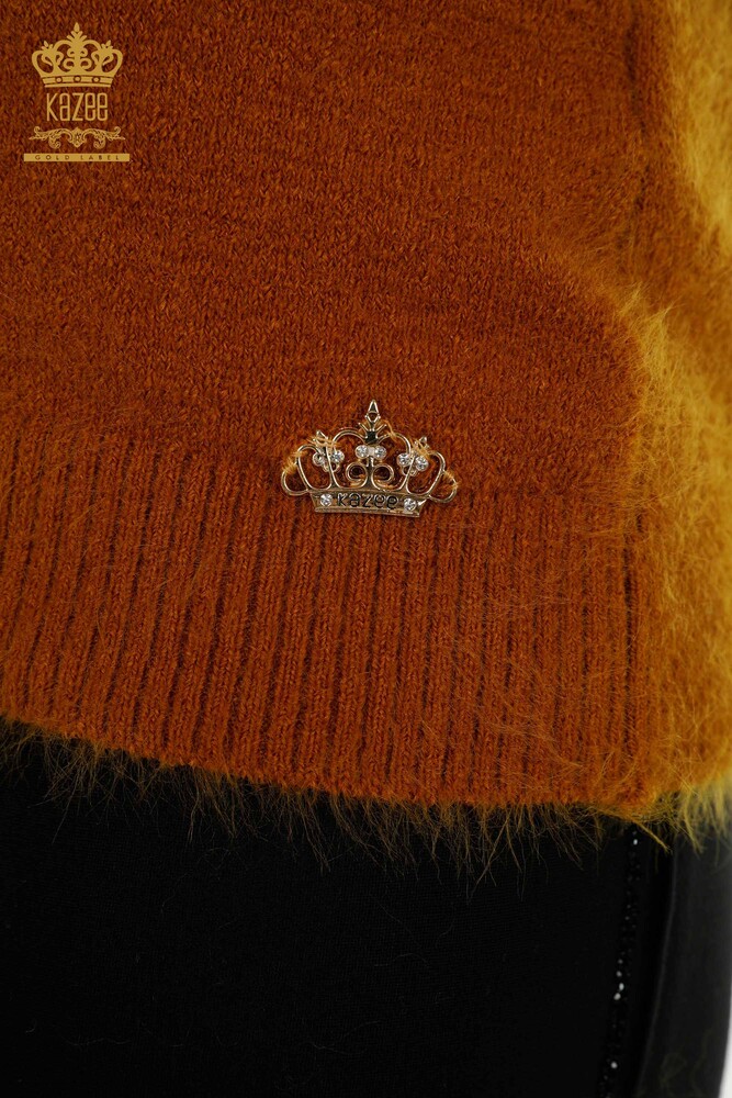 Hurtownia swetrów damskich z dzianiny - Angora - Basic - Musztarda - 18921 | KAZEE - 5