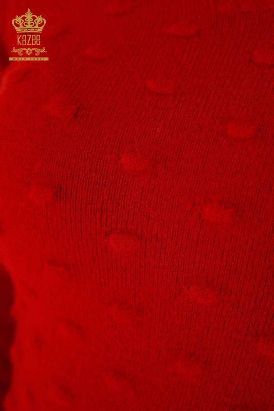 Hurtownia swetrów damskich z dzianiny - Angora - Czerwony - 18474 | KAZEE