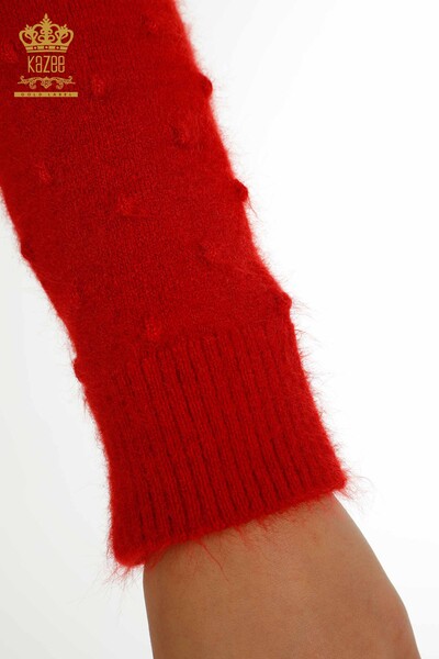 Hurtownia swetrów damskich z dzianiny - Angora - Czerwony - 18719 | KAZEE - Thumbnail