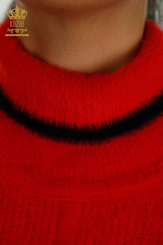 Hurtownia swetrów damskich z dzianiny - Angora - Czerwony - 30646 | KAZEE