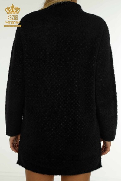Hurtownia damskiego swetra z dzianiny w kolorze czarnym z detalami Angory - 30446 | KAZEE - Thumbnail