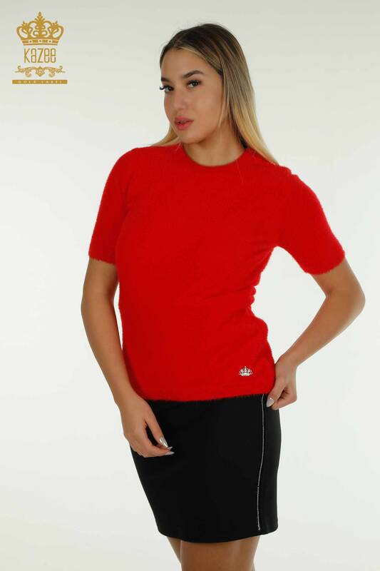 Hurtownia swetrów damskich z dzianiny - Angora - Basic - Czerwony - 30589 | KAZEE