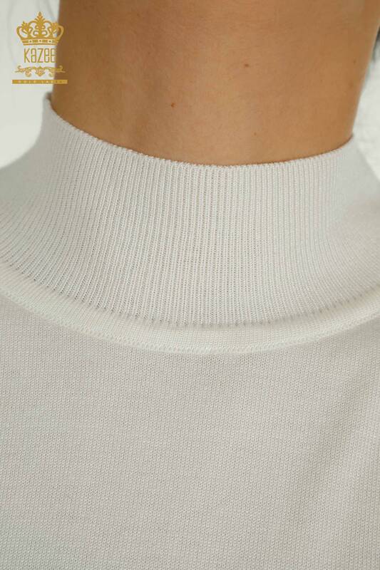 Hurtownia swetrów damskich z dzianiny - Basic - Ecru - 30507 | KAZEE
