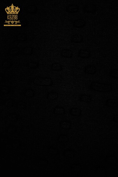 Hurtownia swetrów damskich z dzianiny - okrągły dekolt - czarny - 16740 | KAZEE - Thumbnail