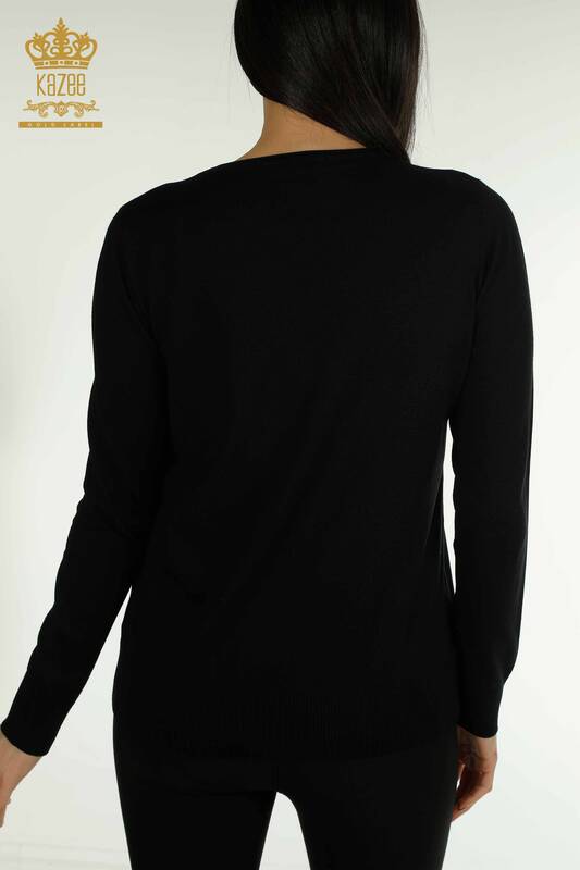 Hurtownia swetrów damskich z dzianiny - figurowe - czarne - 30102 | KAZEE