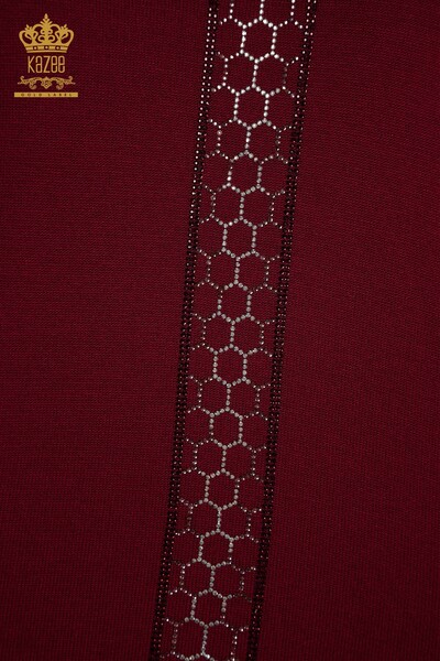 Hurtownia swetrów damskich z dzianiny - haftowany kamieniami - liliowy - 30601 | KAZEE - Thumbnail