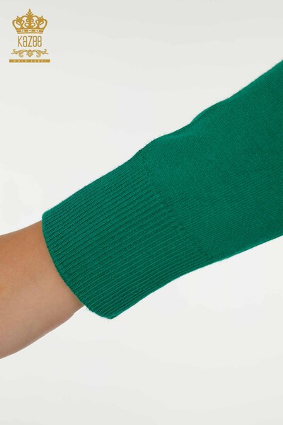 Hurtownia swetrów damskich z dzianiny - Haftowany Kamieniami - zielony - 30594 | KAZEE - Thumbnail