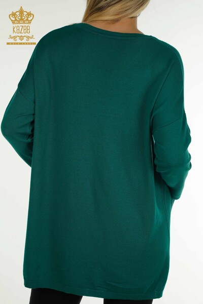 Hurtownia swetrów damskich z dzianiny - szczegółowe kieszenie - zielony - 30622 | KAZEE - Thumbnail