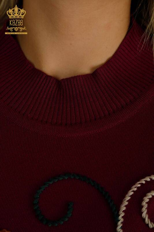 Hurtownia swetrów damskich z dzianiny - kolorowe wzorzyste - fioletowe - 15844 | KAZEE