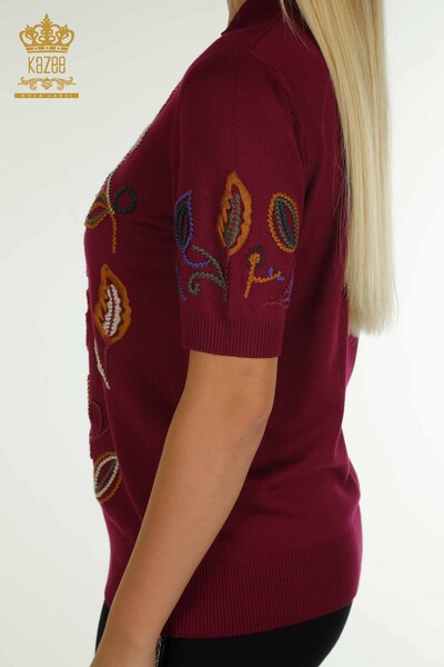 Hurtownia swetrów damskich z dzianiny - kolorowe wzorzyste - fioletowe - 15844 | KAZEE - Thumbnail